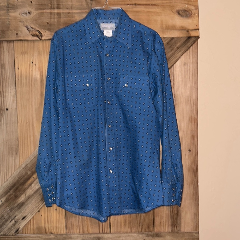 Men’s Wrangler Dress Shirt, blue, starched